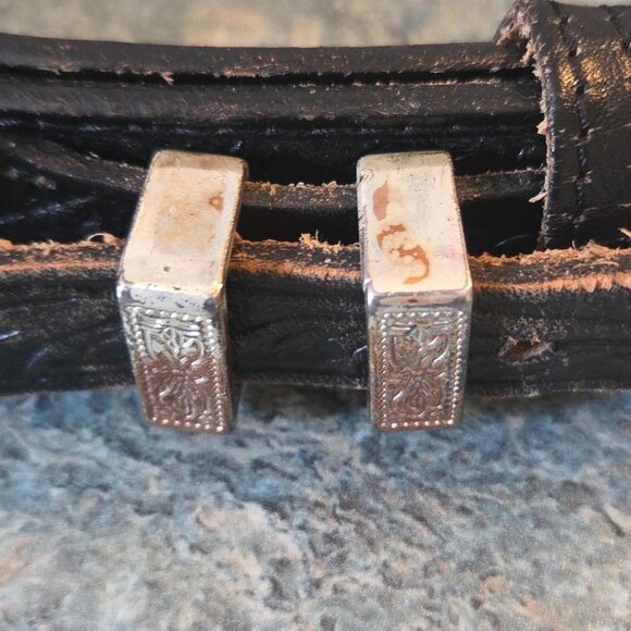 Nocona Black Leather Belt with Silver Buckle - Picture 4 of 13